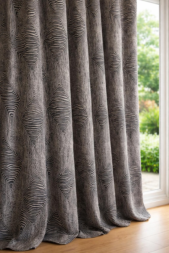 Geometric Art Deco Drapery Curtains: Modern Panel Pair