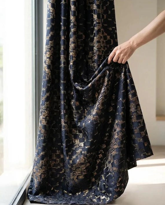 Geometric Art Deco Drapery Curtains: Modern Extra Long Curtain Panels