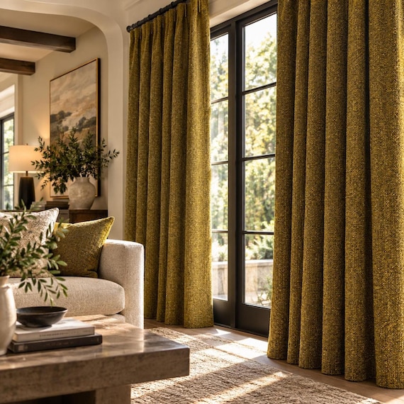 Extra Long Curtains, Jacquard Art Deco Panels, Grommet Top Finish
