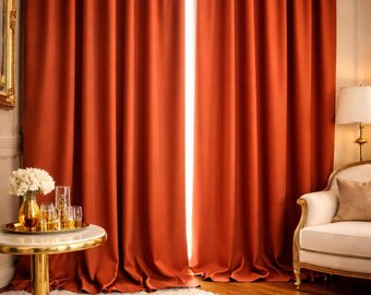 Blackout Curtains, Terracotta Color, Extra Long Panels