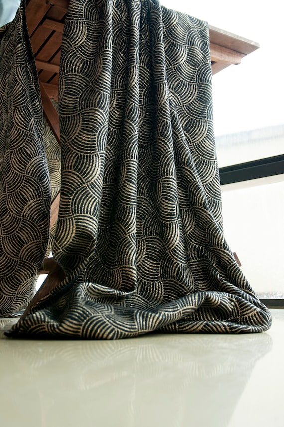 Art Deco Cotton Drapery Curtain Panel - Extra Long Curtains