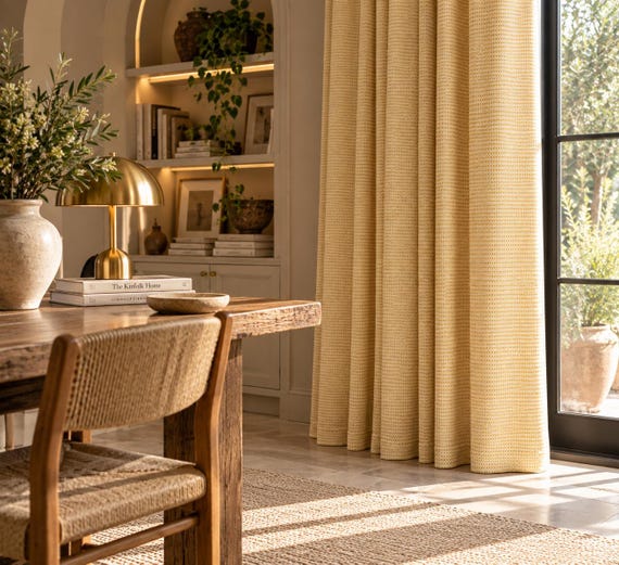 Cotton Drapery Curtain Panels: Art Deco Style, Extra Long