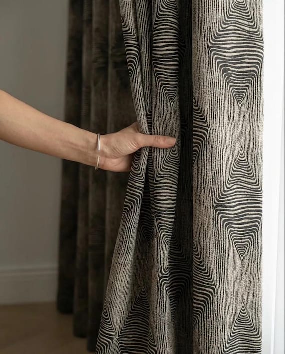 Geometric Art Deco Drapery Curtains: Modern Panel Pair