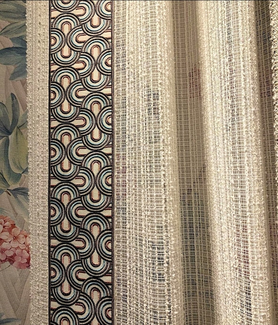 Linen Sheer Curtain Panel: Art Deco Style