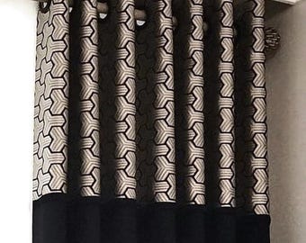 Art Deco Curtains, Custom Window Panels, Geometric Drapery for Living Rooms