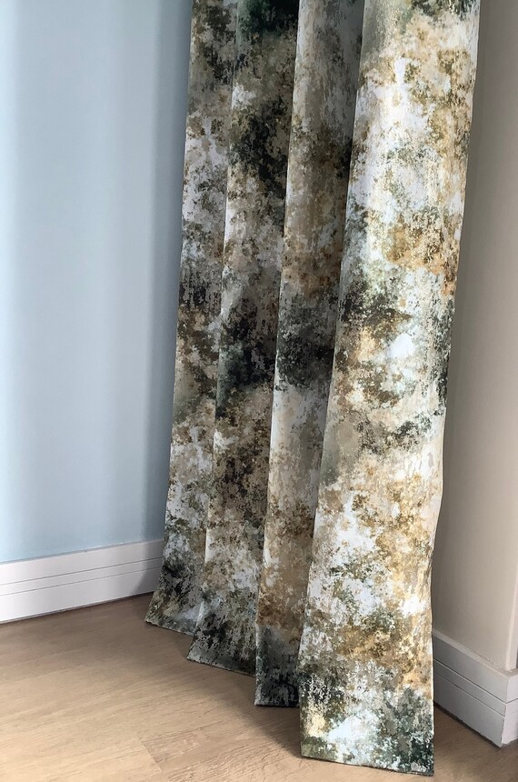 Velvet Drapery Curtains: Art Deco Style, Extra Long Panel Pair