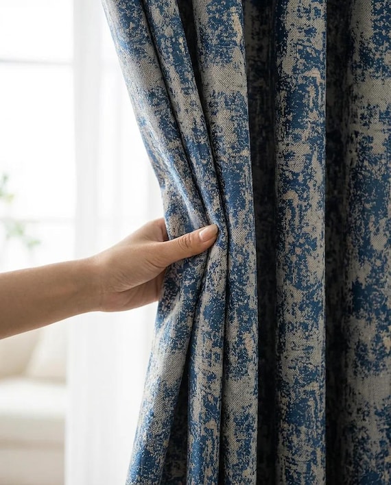 Art Deco Jacquard Drapery Curtains: Extra Long Panel Pair