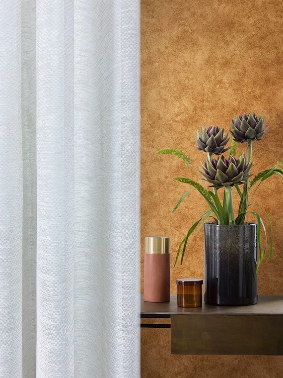 Linen Look Sheer Curtains: Rod Pocket Voile Drapery, Custom Panels