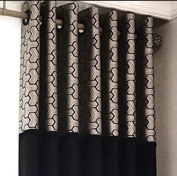 Geometric Art Deco Drapery Curtains: Modern Panel Pair