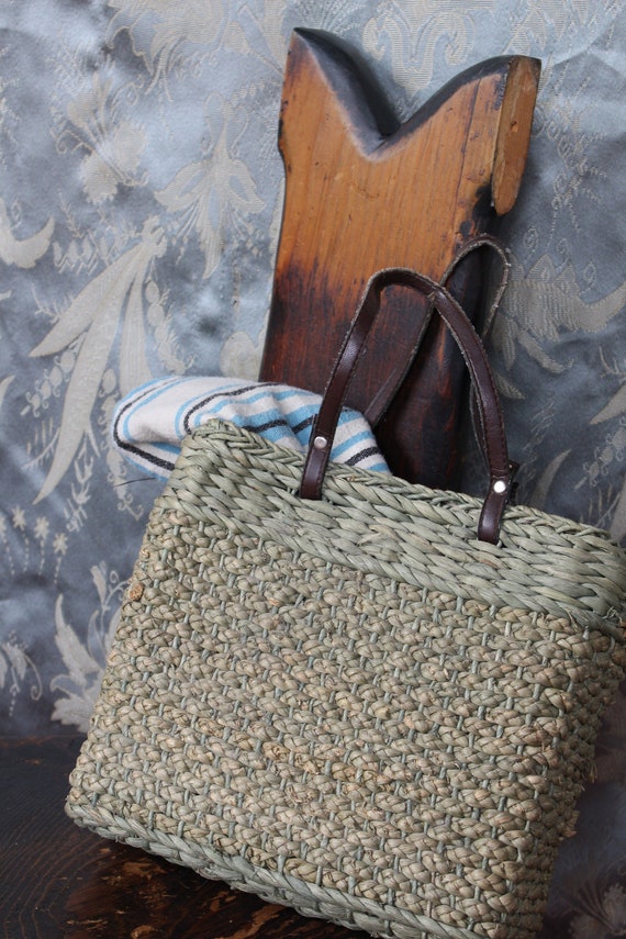 Raffia/Straw sun faded market bag, Summer picnic,… - image 1