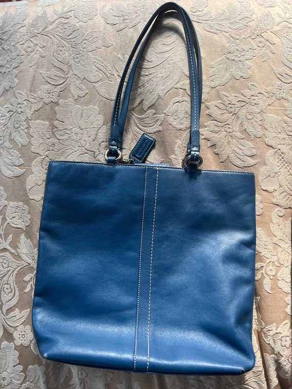 Coach Leather Bucket Bag Cerulean Blue - image 1