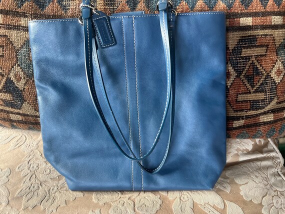 Coach Leather Bucket Bag Cerulean Blue - image 4