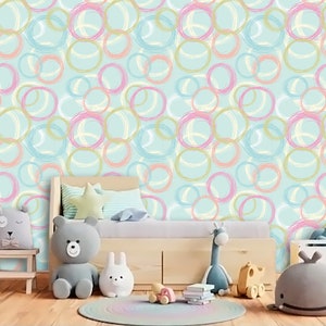 Carta da parati per bambini Pastel Dreams - Decorazione murale rimovibile staccabile e adesiva