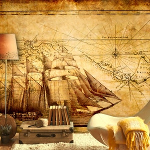 Tapete Vintage Maritime Piraten Karte