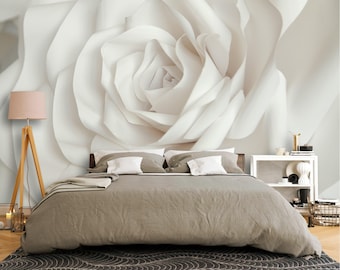 3D Wallpaper Rose White Pink Wall Art Mural Wallcovering on non-woven basis Best Seller