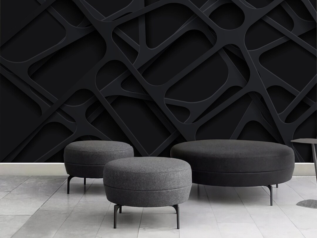 Black Abstract Wallpaper With Dark Concept, Wall Art - Etsy
