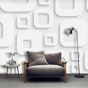 3D-behang volumetrisch witte vierkanten wandbekleding kunstmuurschildering