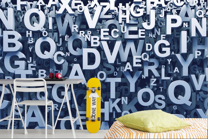 3D Wallpaper Letters Numbers Alphabet 3d Image 3d Wallcovering - Etsy
