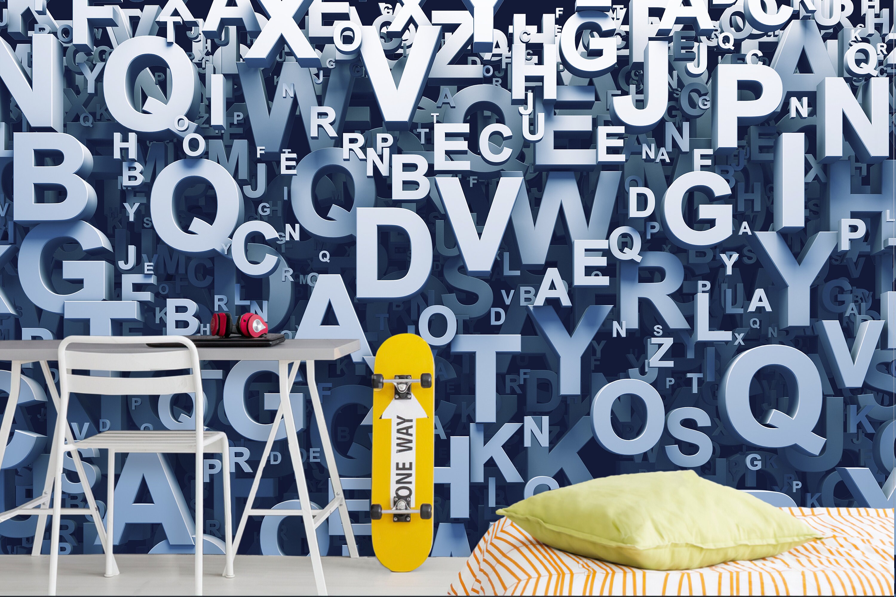 3D Wallpaper Letters Numbers Alphabet 3d Image 3d Wallcovering - Etsy