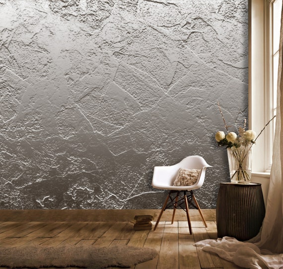Wallpaper Volumetric Gray Venetian Plaster Wall Art Peel and Stick 