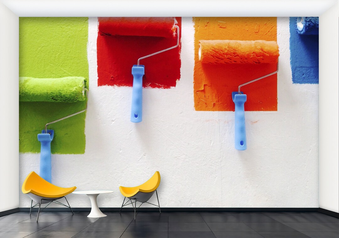 Wallpaper Paint Roller Multicolored Wall Wallcovering on - Etsy