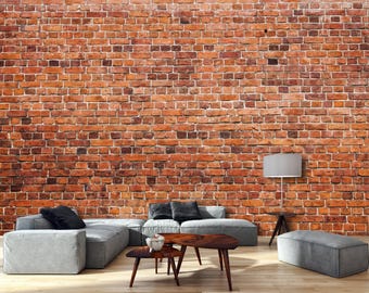 3D Wallpaper Brown Orange Brick Wall - custom order for Jenna