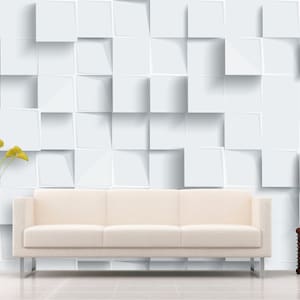 3D Wallpaper White Labyrinth Square 3d image Peel and Stick