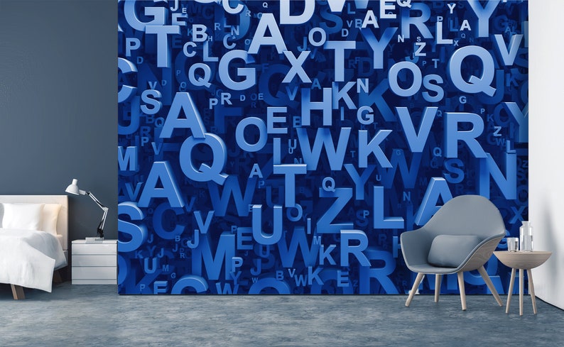 3D Wallpaper Letters Numbers Alphabet 3d Image 3d Wallcovering - Etsy