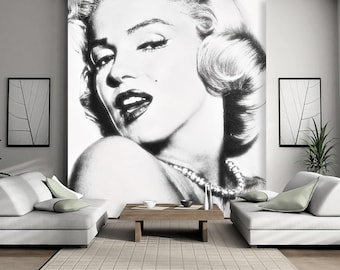 Marilyn Monroe Wallpaper: Vintage Black & White Photo, Non-Woven Print