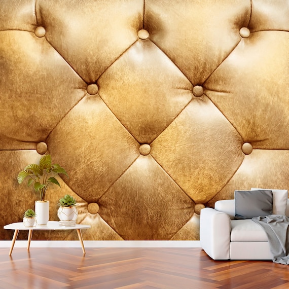 Wallpaper Gold Leather Soft Upholstery | Etsy