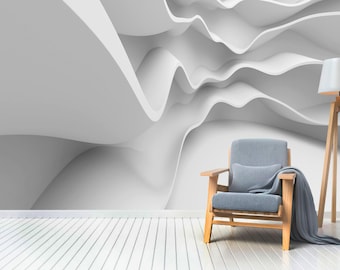 3D Wallpaper Salt Cave White Wallcovering Art Mural Peel and Stick