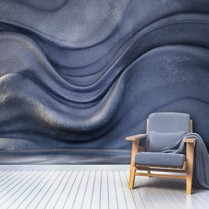 Carta da parati 3D Grande pietra grigia Onde volumetriche Wall Art Mural