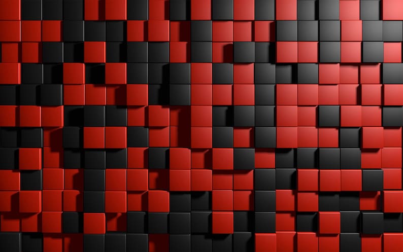 3D Mosaic Wallpaper: Black and Red Extra Large Wall Art image 2