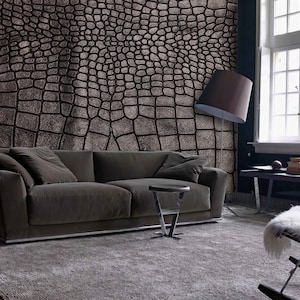 Wallpaper Brown Crocodile Skin Wallcovering Art Mural