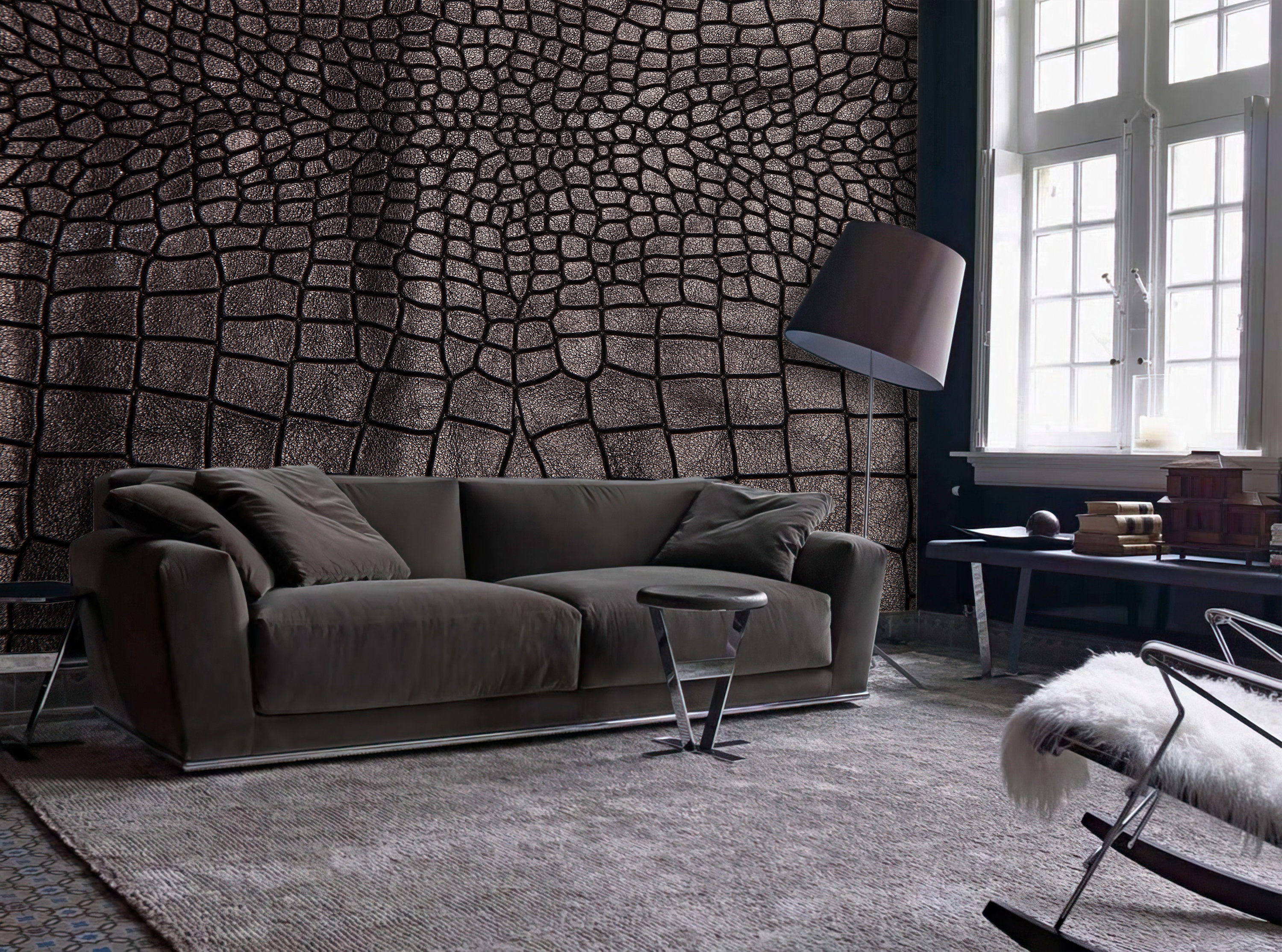 Wallpaper Brown Crocodile Skin Wallcovering Art Mural Etsy