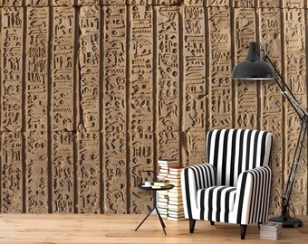 Ancient Egyptian Hieroglyphic Wall Mural – Historic Stone Texture Wallpaper
