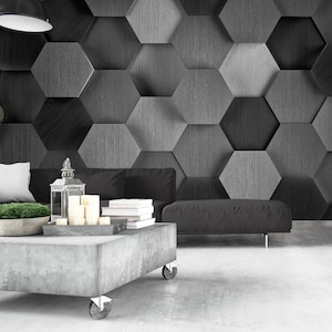 3D Wallpaper Honeycomb Pattern Gray Wall Art Mural Peel and Stick