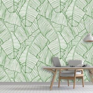 Von der Natur inspirierte Tapete - Bananenblatt-Wandkunst - Schälen und Stick-Raumdekor