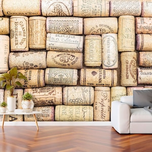 Wine corks wall, Pell and Stick wallpaper, Wall art image 1