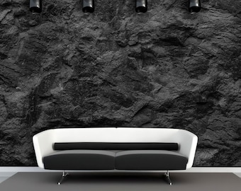 Elegant wallpaper black rock texture wall