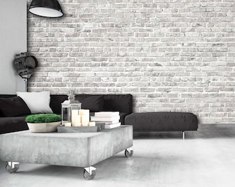3D Wallpaper White Brick Wall Wallcovering Art Mural