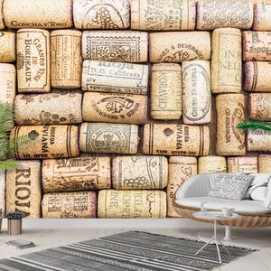 Wine corks wall, Pell and Stick wallpaper, Wall art image 2