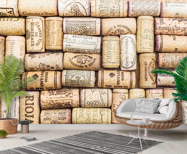 Wine corks wall, Pell and Stick wallpaper, Wall art image 2