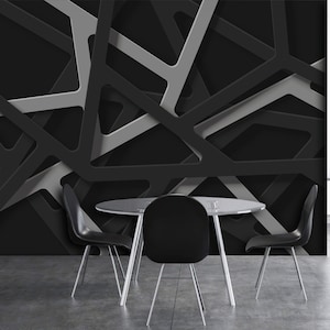 3D Wallpaper Volumetric Pattern Plexus Black-Gray Wallcovering Art Mural