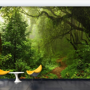 Papier peint Fée Forêt Verte Image 3D Revêtement mural sur base non tissée Impression Extra Large Décoration murale Art Cadeau Affiche