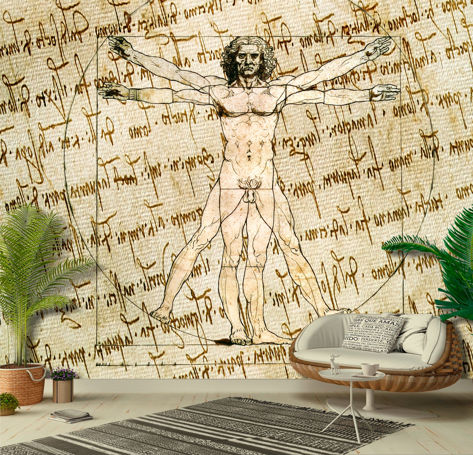 Wallpaper Leonardo Da Vinci Vitruvian Man - Etsy