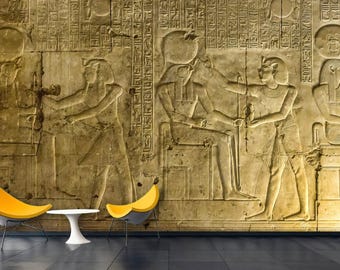 3D Wallpaper Ancient Egyptian Wall Bas-relief  Wallcovering Art Mural Peel and Stick Best Seller