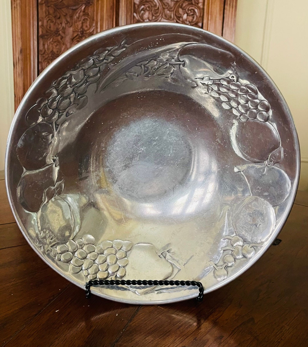Wilton Armetale Polished Pewter Fruit Bowl Handcrafted Silver Fruit