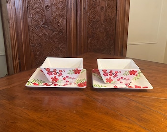 Poppy Melamine Plate and Bowl-Set of 2 |