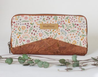 Wallet ladies cork vegan scattered flowers purse